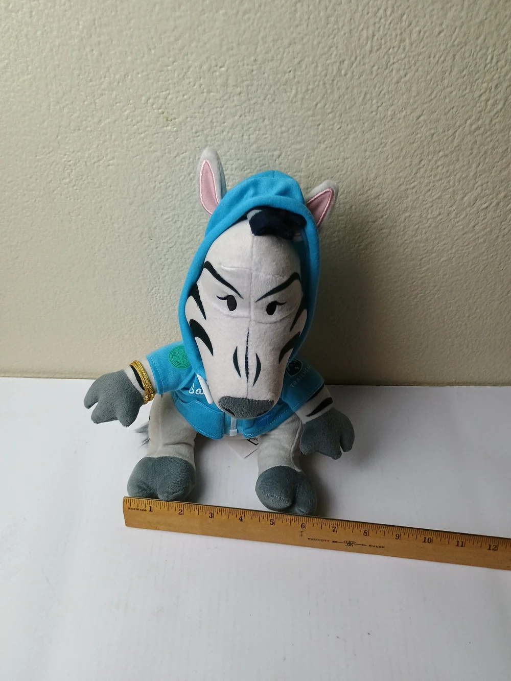 Blue Zig The Zebra Plush Hoodie Stuffed Animal - Kids Toy